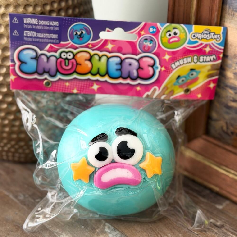 Authentic! SUMSHERS ORB - Teal Anxious Face Stars Squishy Toy- Sealed -Viral!